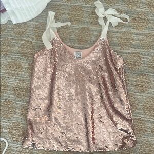 Cake for Dinner Sequin Pink Top with White Straps